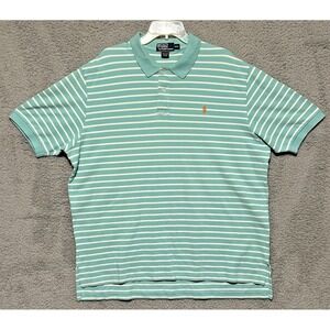 Polo Ralph Lauren Polo Shirt 2XL Short Sleeve Teal White‎ Academia Golf Preppy
